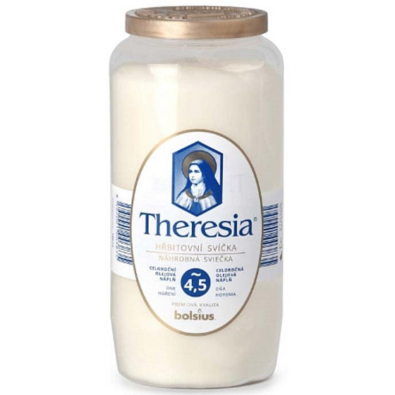 Bolsius Theresia świeczka cmentarna z wieczkiem kompozytowa biała, czas palenia 108 godzin 320 g
