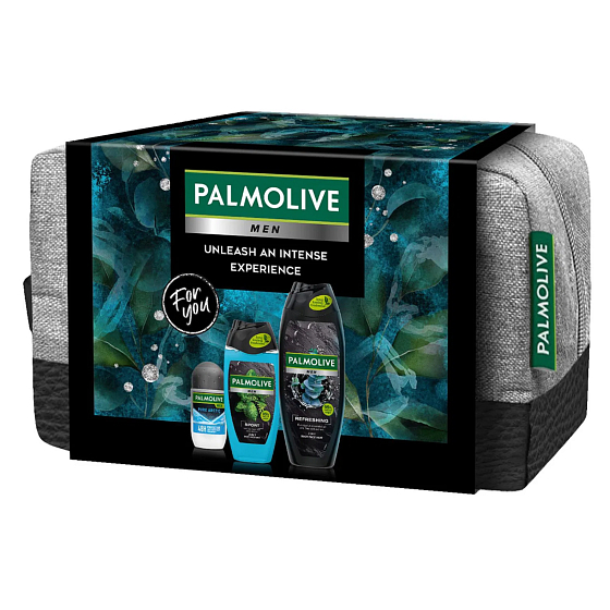 Palmolive Men Refreshing 3w1 żel pod prysznic 500 ml + Sport 3w1 żel pod prysznic 250 ml + Arctic antyperspirant dezodorant roll-on 50 ml + kosmetyczna etui, kosmetyczny zestaw dla mężczyzn