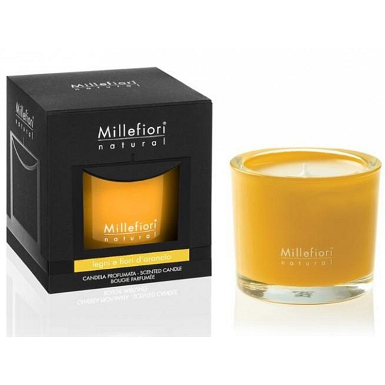 Millefiori Milano Natural Legni e Fiori d’Arancio - Dřevo a Pomerančové květy Vonná svíčka 180 g