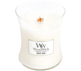 WoodWick White Teak - Bílý teak vonná svíčka s dřevěným knotem a víčkem sklo střední 275 g