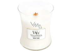 WoodWick White Teak - Bílý teak vonná svíčka s dřevěným knotem a víčkem sklo střední 275 g