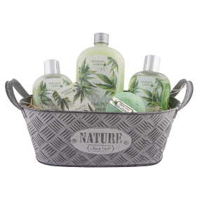 Bohemia Gifts Cannabis Konopný olej sprchový olej 250 ml + toaletní mýdlo 100 g + koupelová pěna 500 ml + šumivá bomba 100 g dárková ošatka Bohemia Gifts Cannabis Konopný olej sprchový olej 250 ml + toaletní mýdlo 100 g + koupelová pěna 500 ml + šumivá bomba 100 g dárková ošatka
