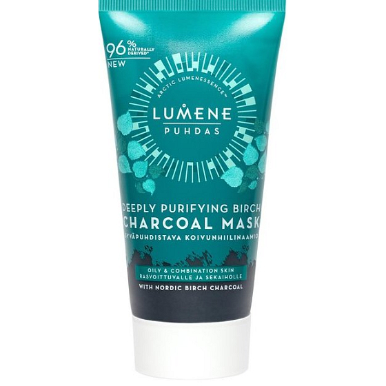 Lumene Puhdas Deeply Purifying Birch Charcoal Mask hloubkově čisticí pleťová maska s dřevěným uhlím pro smíšenou a mastnou pleť 75 ml