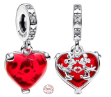 Zawieszka Srebrna 925 Disney Mickey i Minnie Mouse Murano Serce, Przewieszenie na Bransoletkę Miłość