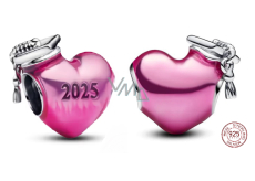 Charm Sterlingové stříbro 925 Gradace Růžové promoční srdce 2025, korálek na náramek gradace