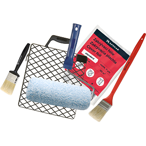 Spokar Uni Niebieski melanż zestaw wałek do uchwytu 8 mm, 250 mm + uchwyt, siatka, folia, 2 × pędzel