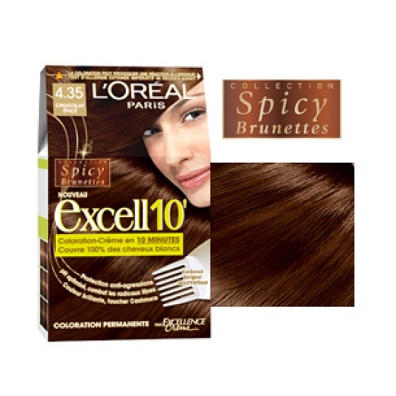 Loreal Paris Excell 10 barva na vlasy odstín 4,35 zlatá čokoládová
