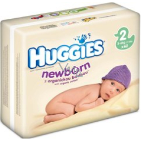 Huggies Newborn velikost 2, 3 - 6 kg, plenkové kalhotky 62 kusů