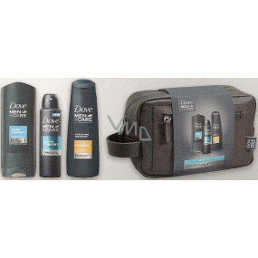 Dove Men + Care FM Clean Comfort Men sprchový gel 250 ml + deodorant sprej 150 ml + Antidandruff šampon 250 ml + toaletní taška, kosmetická sada pro muže