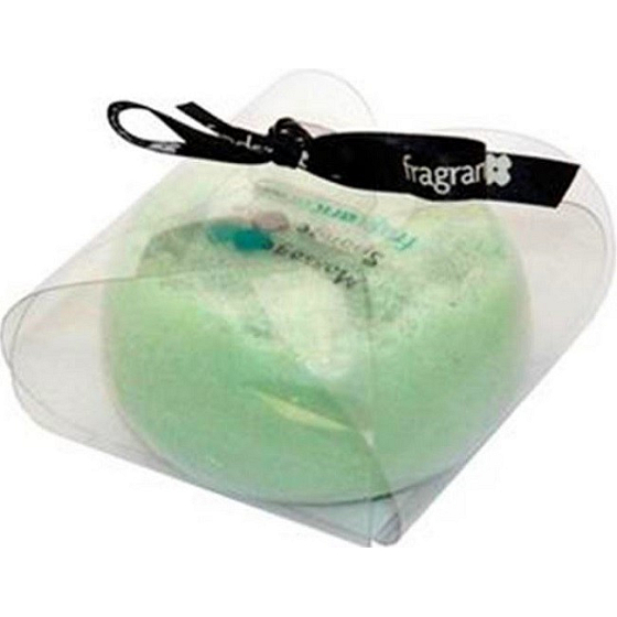 Fragrant Spearmint & Teatre Glycerinové mýdlo masážní s houbou naplněnou vůní máty peprné a čajovníku teatree v barvě zelené 200 g
