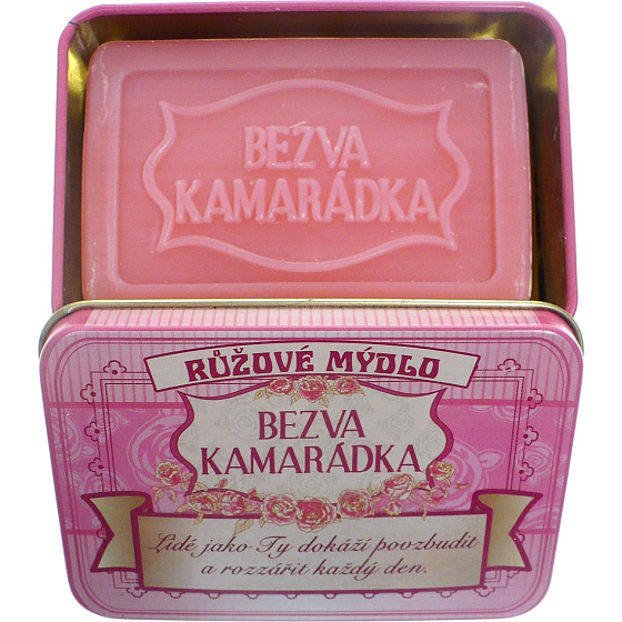 Albi Růžové mýdlo v plechovce s textem Bezva kamarádka 8 x 5,4 cm