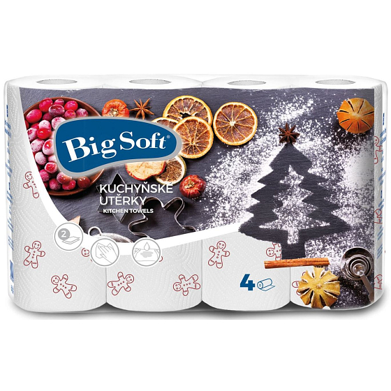 Big Soft Zima papírové kuchyňské utěrky s potiskem 2 vrstvé 4 kusy