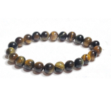 Tygrysie oko multi ciemny naszyjnik elastyczny naturalny kamień, kuleczka 8 mm / 16 - 17 cm, kamień słońca i ziemi, przyniesie szczęście i bogactwo