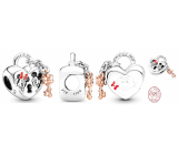 Zawieszka ze srebra próby 925 Disney Minnie Mouse & Mickey Mouse Wisiorek - wieczna miłość, koralik do bransoletki, miłość
