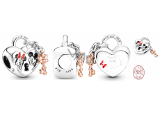 Zawieszka ze srebra próby 925 Disney Minnie Mouse & Mickey Mouse Wisiorek - wieczna miłość, koralik do bransoletki, miłość