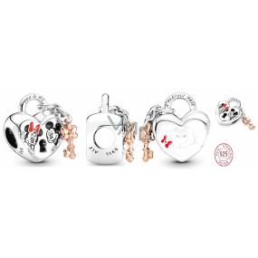 Zawieszka ze srebra próby 925 Disney Minnie Mouse & Mickey Mouse Wisiorek - wieczna miłość, koralik do bransoletki, miłość