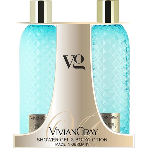 Vivian Gray Jaśmin i Paczula luksusowy żel pod prysznic 300 ml + luksusowe mleczko do ciała 300 ml, zestaw kosmetyczny
