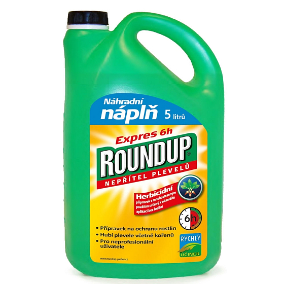 Roundup Express hubí plevel včetně kořenů po 6-ti hodinách 5 l