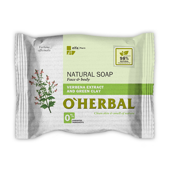 O Herbal Natural Verbena a zelená hlína přírodní toaletní mýdlo 100 g