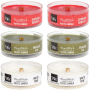 WoodWick Deluxe Frasier Fir - Jedle + White Teak - Bílý teak + Crimson Berries - Jeřabiny s kořením vonná svíčka s dřevěným knotem petite 6 x 31 g + svícen, dárková sada