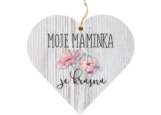 Bohemia Gifts Drewniane dekoracyjne serce z nadrukiem Maminka 12 cm