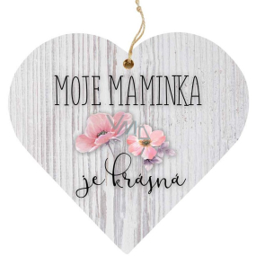 Bohemia Gifts Drewniane dekoracyjne serce z nadrukiem Maminka 12 cm