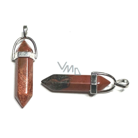 Jaspis czerwony wahadło sześciokątny wisiorek naturalny kamień 41 x 13 mm, kamień pełne piękno