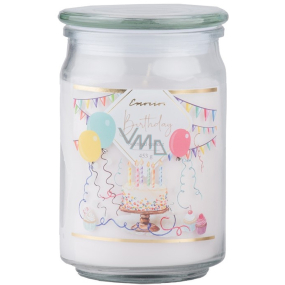 Świeczka szklana Emocio 93x142mm z szklanym wieczkiem Birthday     4304