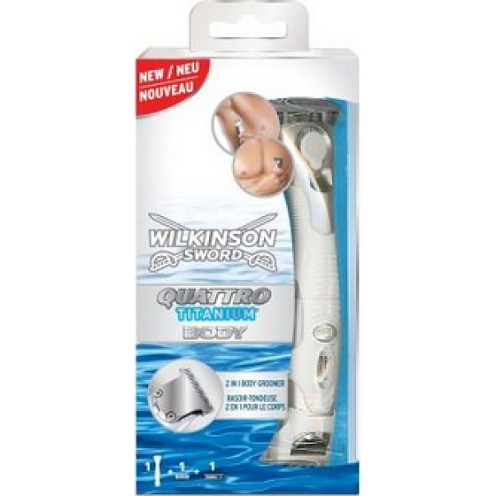 Wilkinson Quattro Titanium elektrický holicí strojek + 1 břitva, kosmetická sada