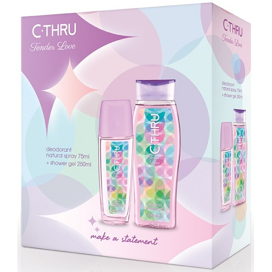 C-Thru Tender Love parfémovaný deodorant sklo 75 ml + sprchový gel 250 ml, kosmetická sada pro ženy