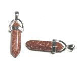 Goldstone złoty wahadło sześciokąt wisiorek 41 x 13 mm, kamień ambicji