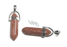 Goldstone złoty wahadło sześciokąt wisiorek 41 x 13 mm, kamień ambicji