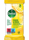 Dettol Power & Fresh dezinfekční víceúčelové ubrousky citron 36 ks
