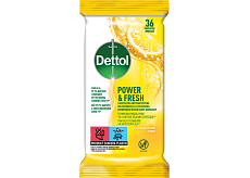 Dettol Power & Fresh dezinfekční víceúčelové ubrousky citron 36 ks