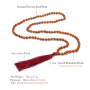 108 Mala Rudraksha vázaný přírodní náhrdelník  korálek  8mm, střapec 8cm, červený