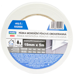 Mako taśma montażowa do luster, dwustronna, piankowa, szerokość 19 mm, długość 5 m