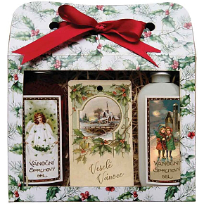 Bohemia Gifts Zestaw prezentowy świąteczny żele pod prysznic 2× 100 ml + kartka zapachowa jabłko i cynamon