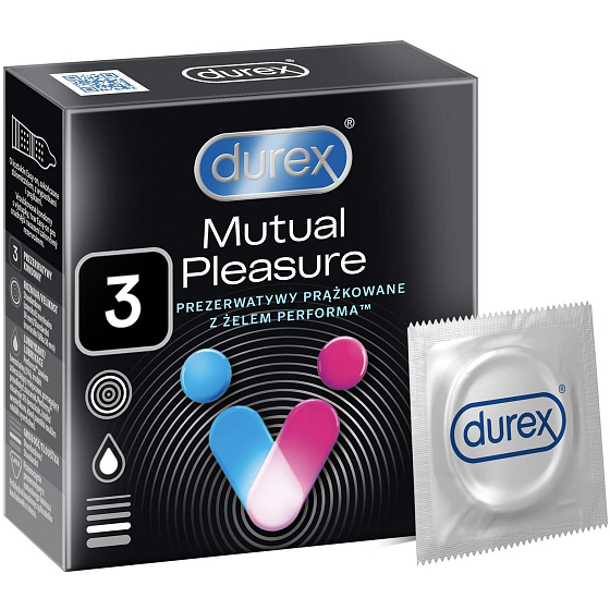 Durex Mutual Pleasure kondom z wypustkami, nominalna szerokość: 56 mm 3 sztuki