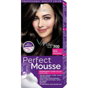 Schwarzkopf Perfect Mousse Permanent Foam Color barva na vlasy 300 Černohnědý Schwarzkopf Perfect Mousse Permanent Foam Color barva na vlasy 300 Černohnědý