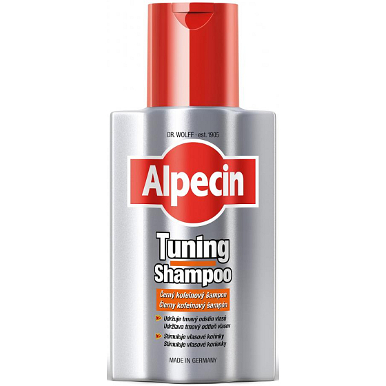 Alpecin Tuning czarny kofeinowy szampon przeciw wypadaniu włosów barwi siwe 200 ml