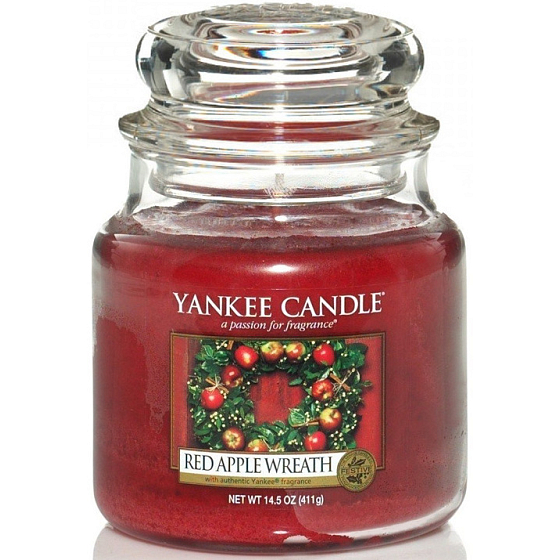 Yankee Candle Red Apple Wreath - Věnec z červených jablíček vonná svíčka Classic střední sklo 411 g