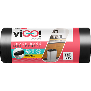 viGO worki na odpady czarne, 6 µ, 35 l, 48 × 57 cm, 50 ks