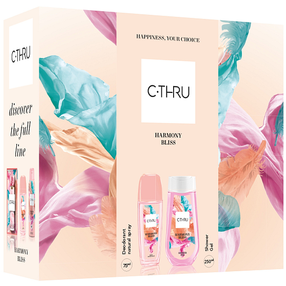 C-Thru Harmony Bliss parfémovaný deodorant sklo pro ženy 75 ml + sprchový gel 250 ml, kosmetická sada