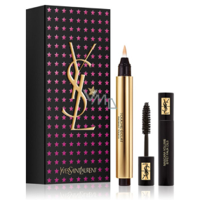 Yves Saint Laurent Touche Éclat rozjasňující korektor v peru 2,5 ml + Volume Effet Faux Cils řasenka pro efekt umělých řas 2 ml, kosmetická sada