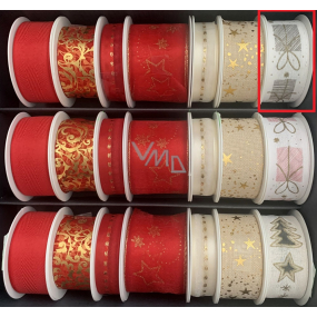 Nekupto Stuha látková vánoční Bílá šedé dárečky 25 mm x 2,5 m Nekupto Stuha látková vánoční Bílá šedé dárečky 25 mm x 2,5 m