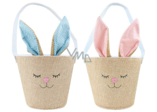 Košík textilní zajíček s ušima 15 x 12,5 cm různé barvy