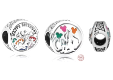 Charm Srebrny 925 Disney Urodziny - Wszystkiego najlepszego z okazji urodzin, koralik na bransoletkę urodzinową