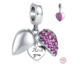 Zawieszka ze srebra 925 Serce otwierane Kocham Cię, charms do bransoletki miłość