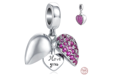 Zawieszka ze srebra 925 Serce otwierane Kocham Cię, charms do bransoletki miłość