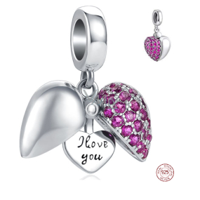 Zawieszka ze srebra 925 Serce otwierane Kocham Cię, charms do bransoletki miłość